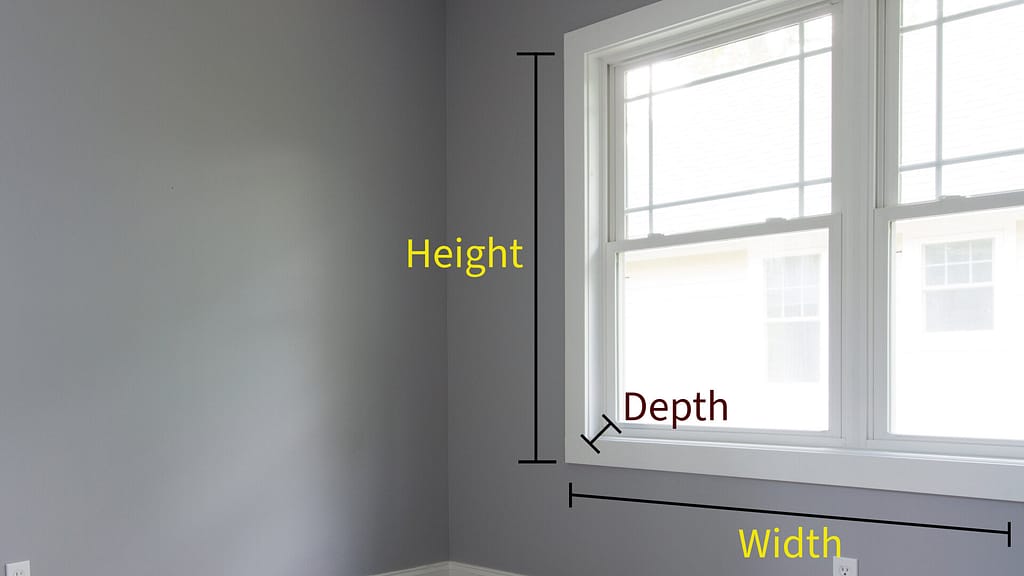 Height, width and depth of a window