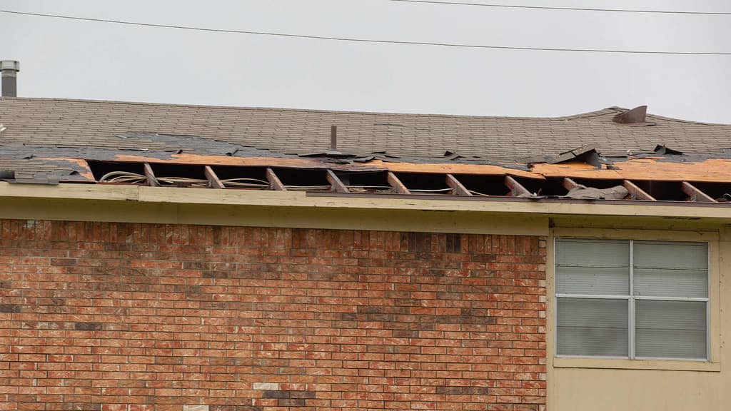 Severely damaged roof