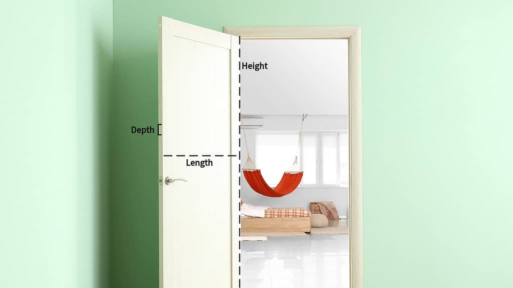 interior door with height ,length and width labels
