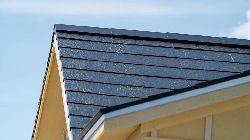roof with tesla solar tiles